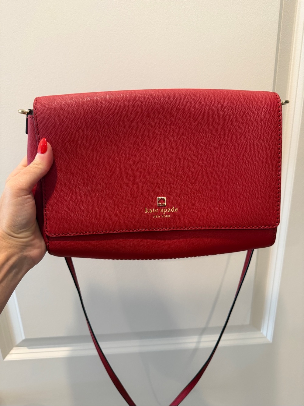 KATE SPADE red saffiano leather crossbody bag